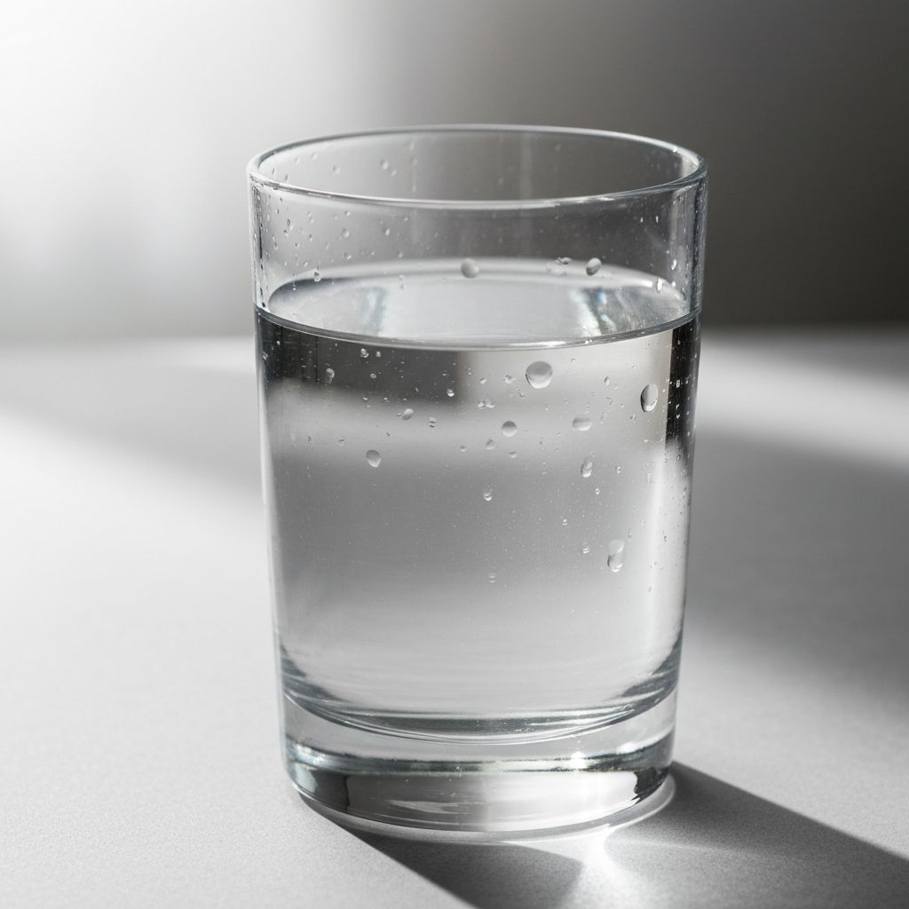 Clear glass of pure water emphasizing hydration